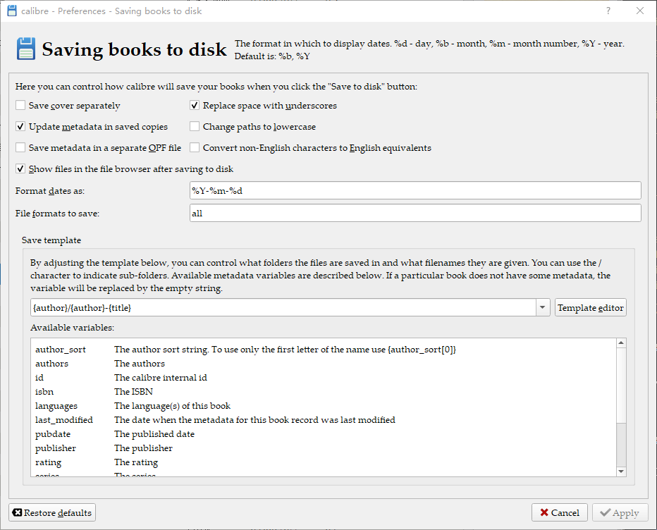 Saving books to disk